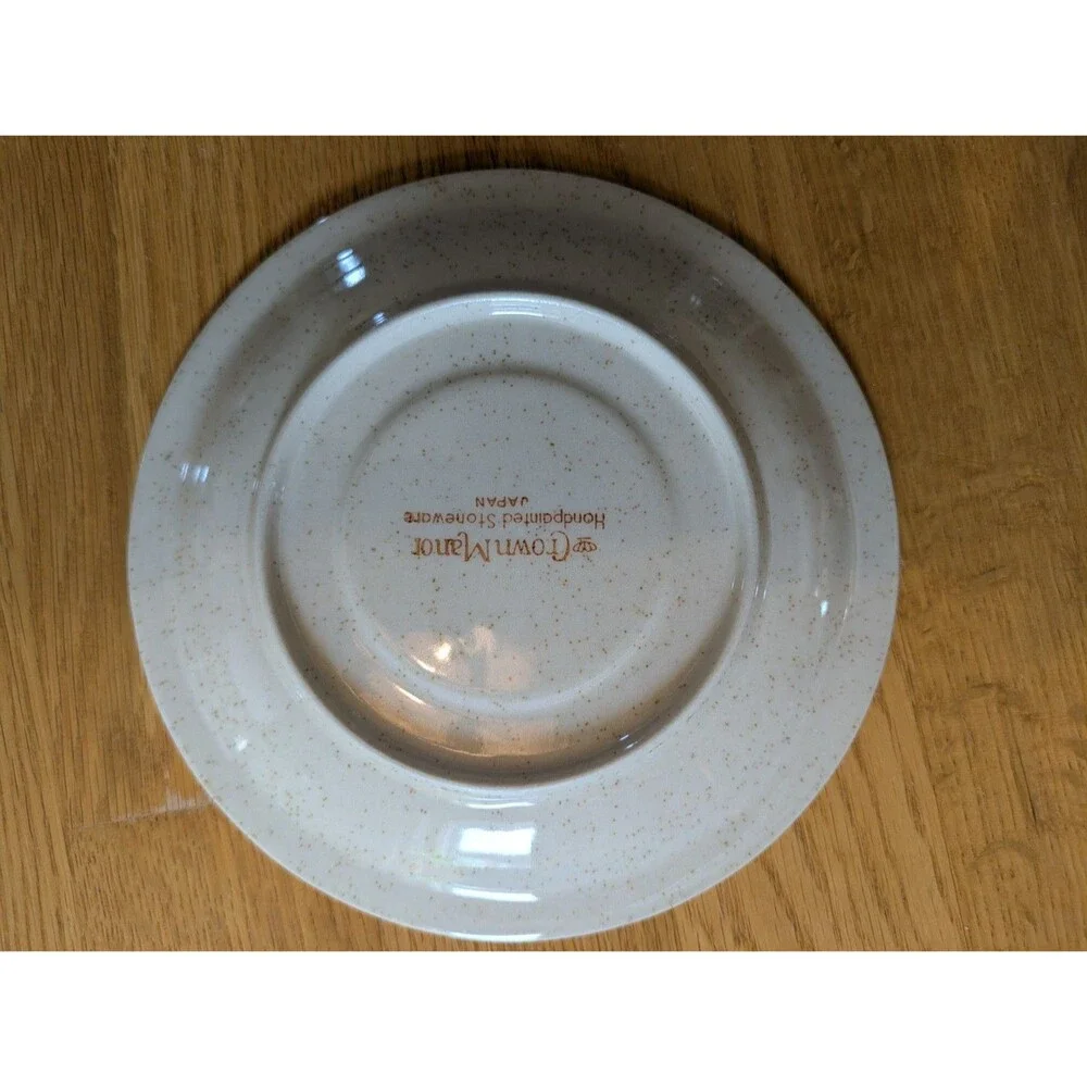 Set Of 4 Crown Manor Autumn Blossom Handpainted Stoneware Saucers Japan 6-1/4